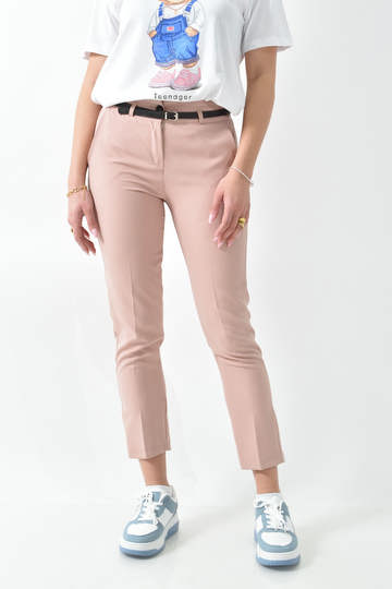 Υφασμάτινο παντελόνι με ζώνη και τσέπες σε μπεζ