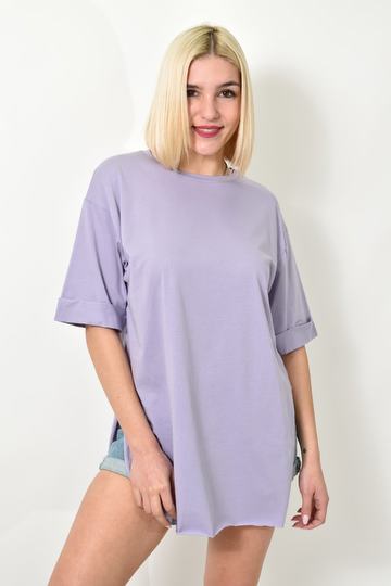  - Τ-shirt μονόχρωμο oversized λιλά